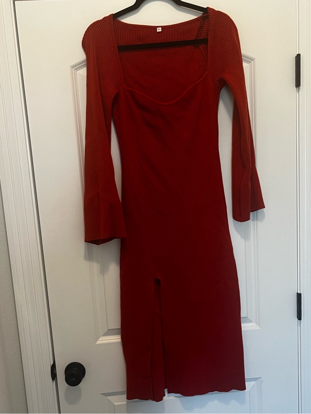 Amazon Women's Burnt orange Midi Dress with Square Neck